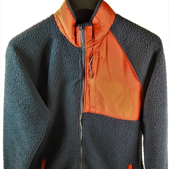 Men's Fleece Old Navy Jacket Size L Blue/Red - Picture 1 of 2